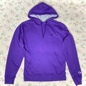 Champion Fleece Pullover Hoodie Purple Small Long Sleeve Sweater Unisex Pocket